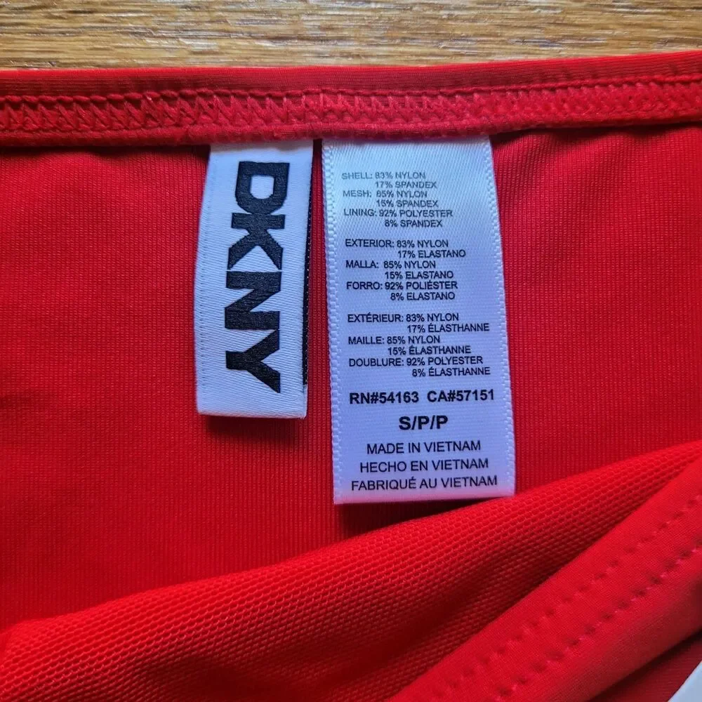 NWT DKNY Women's Classic Mid Rise Stretch Real Red Bikini Bottoms Small MSRP $50 - Picture 3 of 5